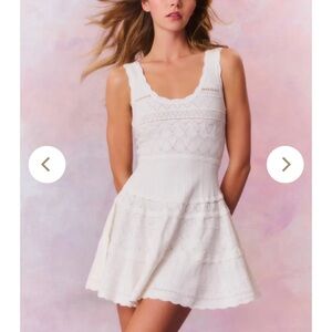 LoveShackFancy Ronelle Pointelle Scallop Mini Dress White